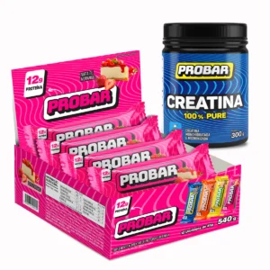 Kit Probar Sabor Torta de Morango + Creatina 300g 100% Pura