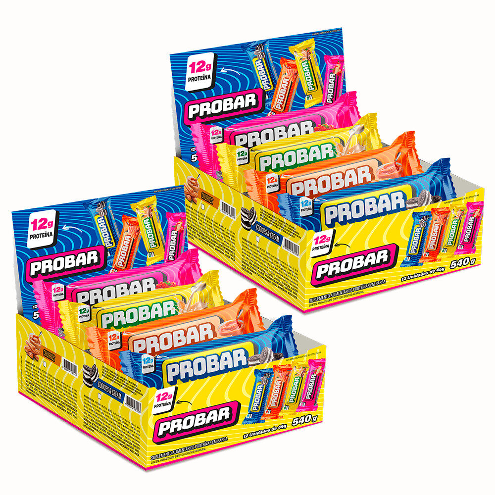 Kit 2x Caixas de Barra de Proteína Probar Sem Açúcar 45g (24 unidades)